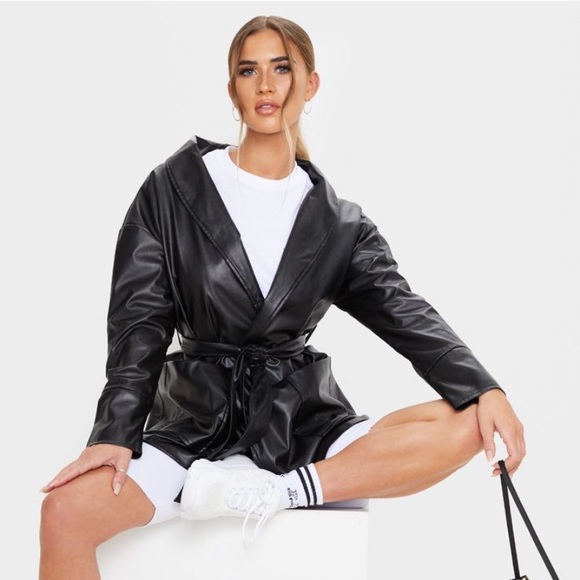 Long belted leather jacket - Picture 1 of 5